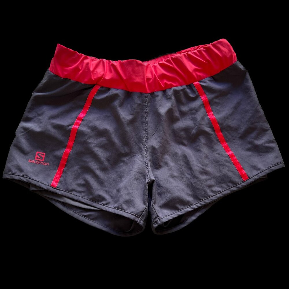 Salomon Women's Running Shorts XS Built in full length shorts Gray Pink